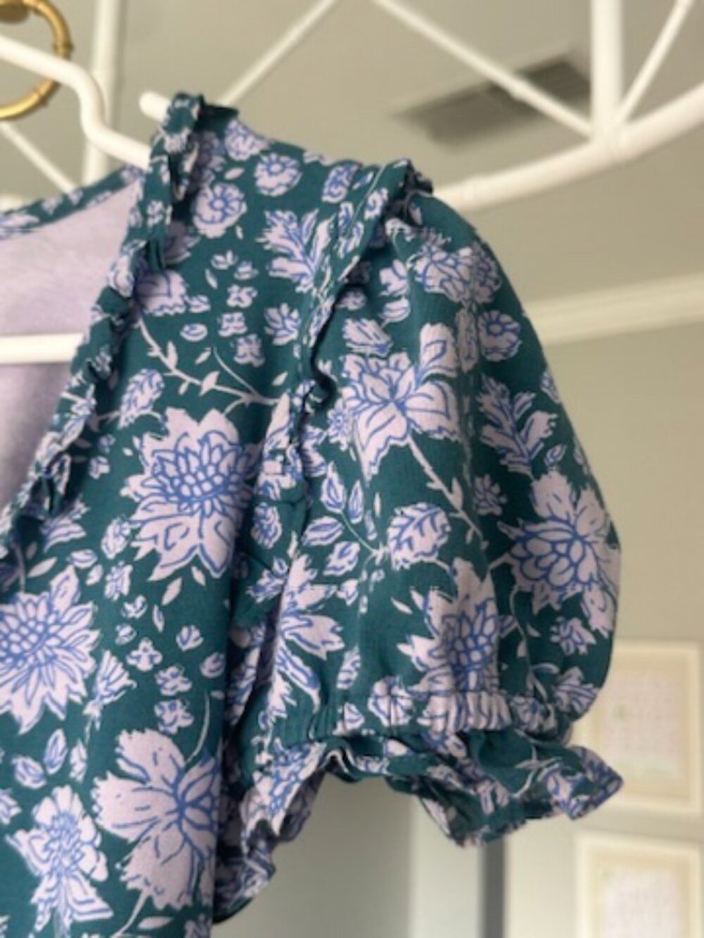 Maeve Anthropologie Floral Blouse - Green and Lavender - Picture 3 of 6